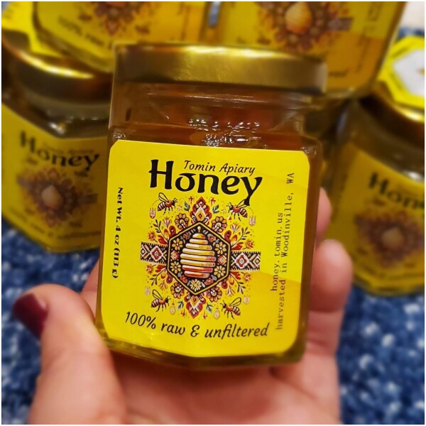 4 Oz (113g) Hex Glass Jar - Pure Raw Honey