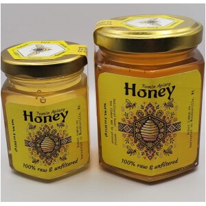 Hex Honey Jar Bundle – 4 oz and 9 oz Pure Local Wildflower Honey