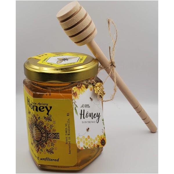9 Oz (255 g) Hex Glass Jar - Pure Raw Honey - Image 7