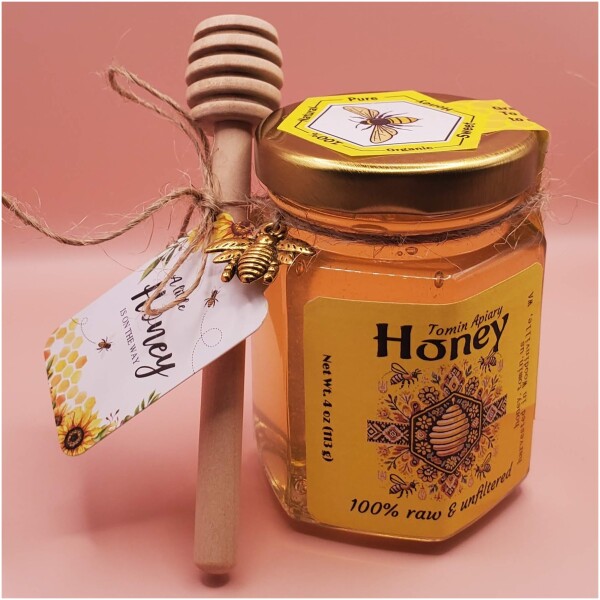 4 Oz (113g) Hex Glass Jar - Pure Raw Honey - Image 6