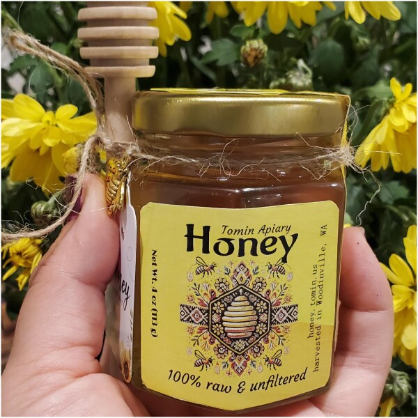 4 Oz (113g) Hex Glass Jar - Pure Raw Honey - Image 5