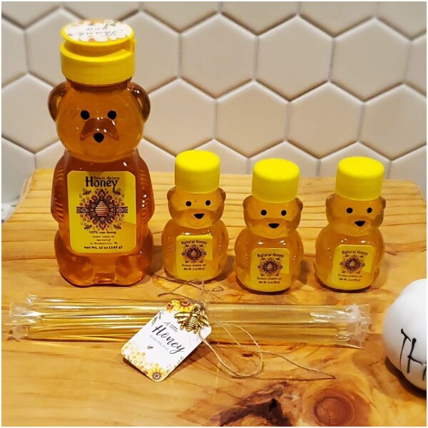 Bear Family Bundle – Big Bear, 3 Small Bears & 10 Straws of Pure Raw Honey - Image 2