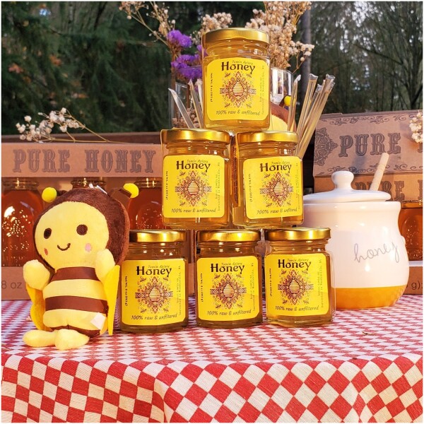 4 Oz (113g) Hex Glass Jar - Pure Raw Honey - Image 4