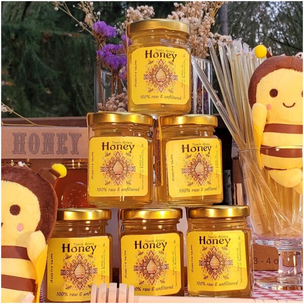 4 Oz (113g) Hex Glass Jar - Pure Raw Honey - Image 3