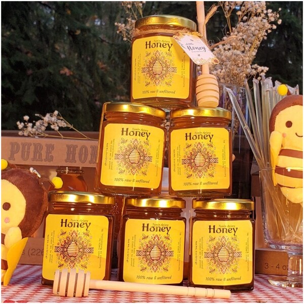 9 Oz (255 g) Hex Glass Jar - Pure Raw Honey - Image 5