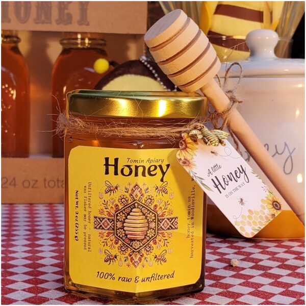 9 Oz (255 g) Hex Glass Jar - Pure Raw Honey - Image 8